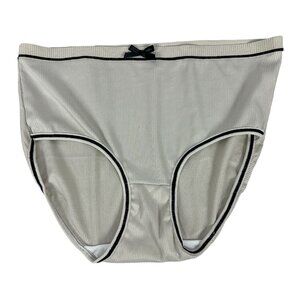 Junior Women's High-Waisted Seamless Ribbed Panties Size XXL Beige & Black